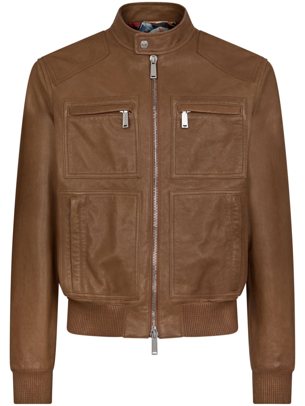 DSQUARED2 zip-up leather jacket - Brown von DSQUARED2