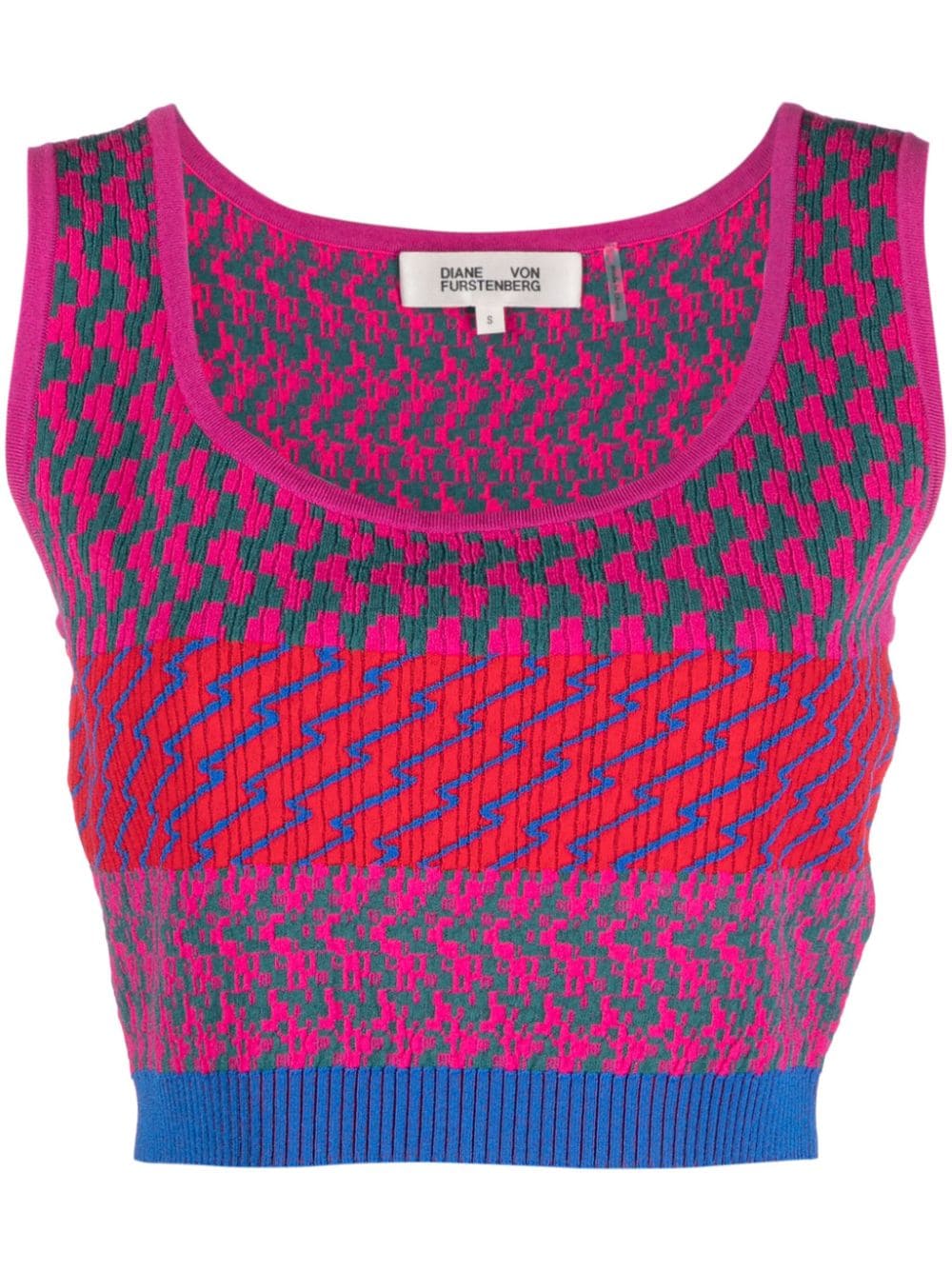 DVF Diane von Furstenberg Arpita zigzag-jacquard top - Pink von DVF Diane von Furstenberg