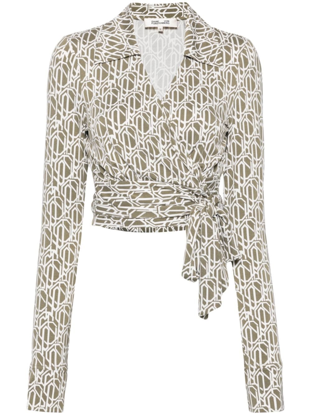 DVF Diane von Furstenberg Bobbie graphic-print wrap blouse - Neutrals von DVF Diane von Furstenberg