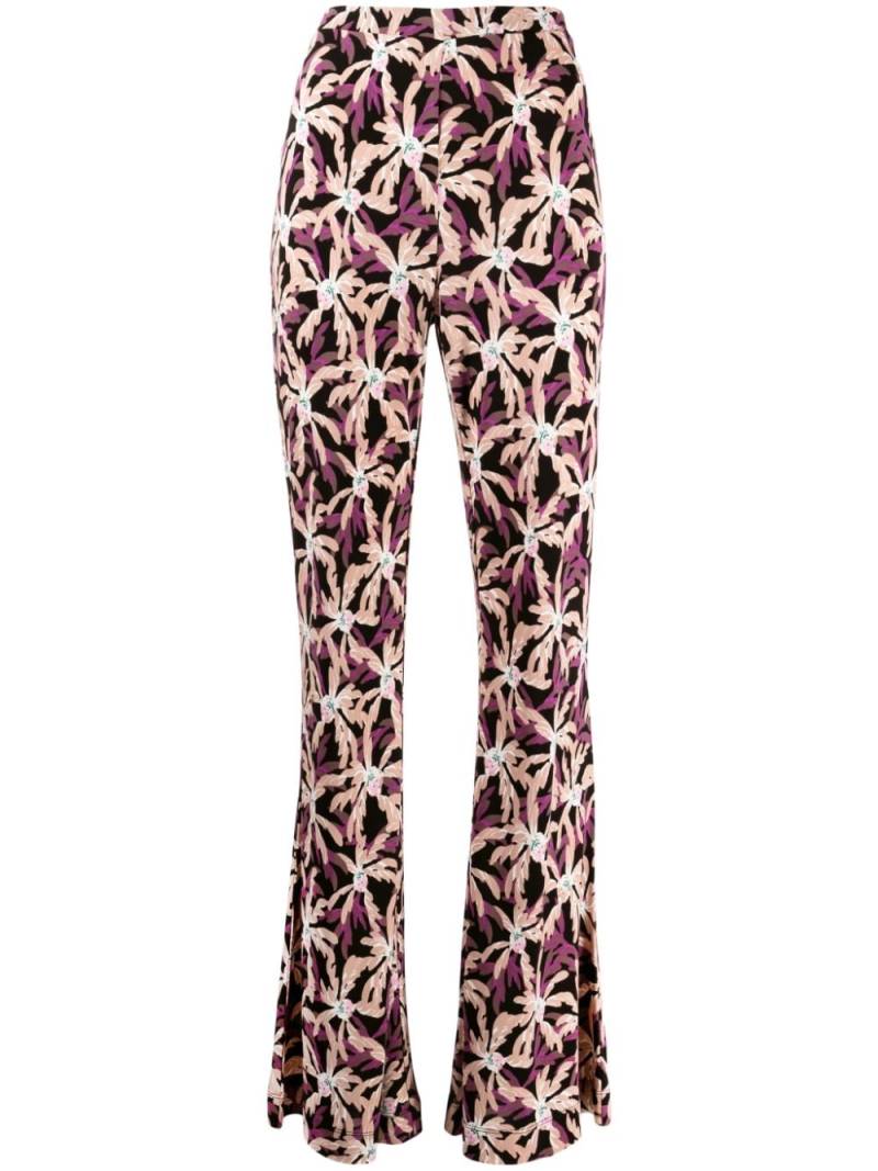 DVF Diane von Furstenberg Brooklyn floral-print flared trousers - Purple von DVF Diane von Furstenberg