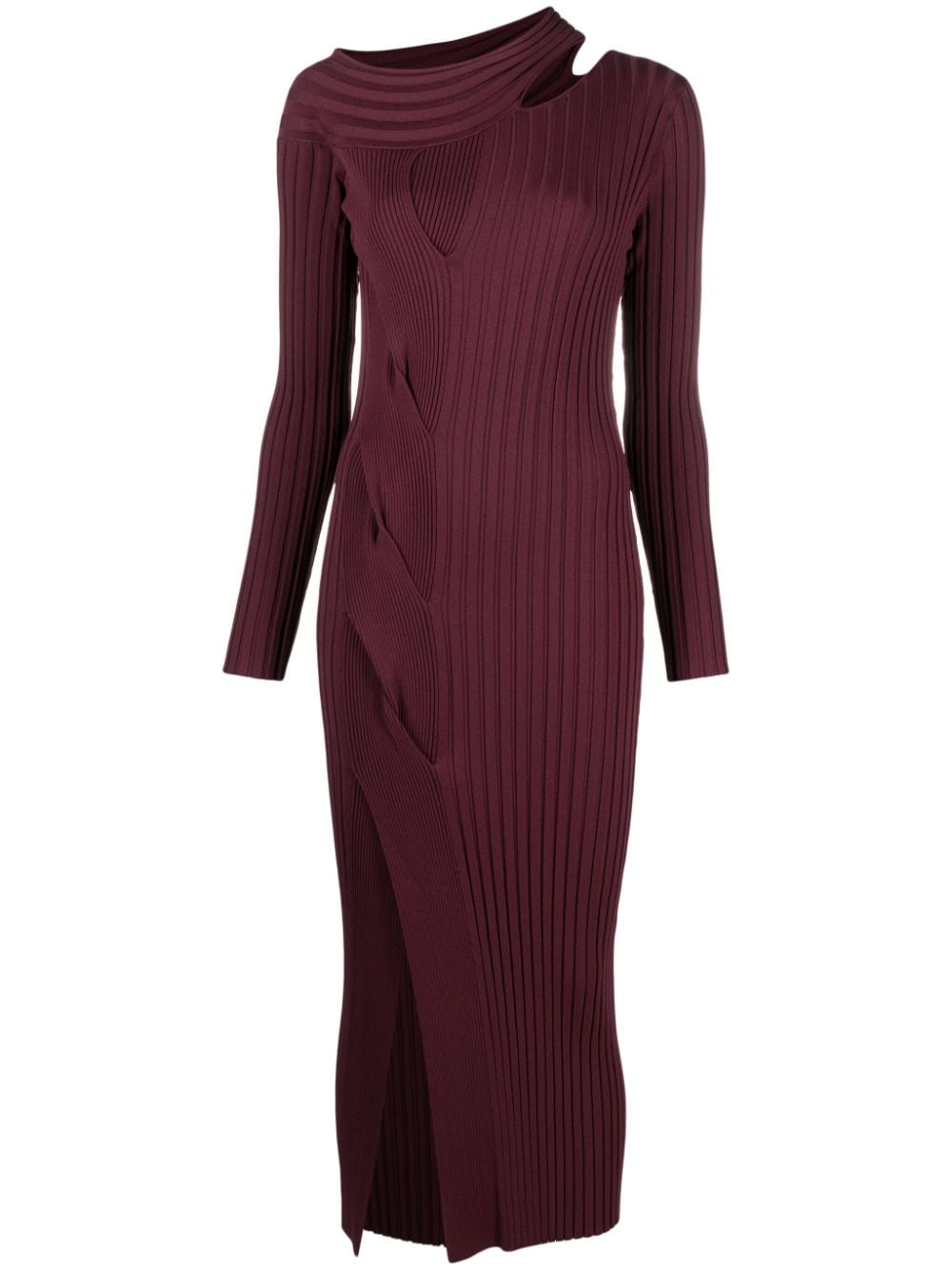 DVF Diane von Furstenberg Cassie asymmetric-neck ribbed-knit dress - Red von DVF Diane von Furstenberg