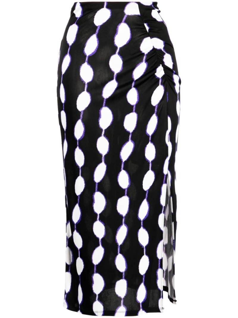 DVF Diane von Furstenberg Cybele graphic-print midi skirt - Black von DVF Diane von Furstenberg