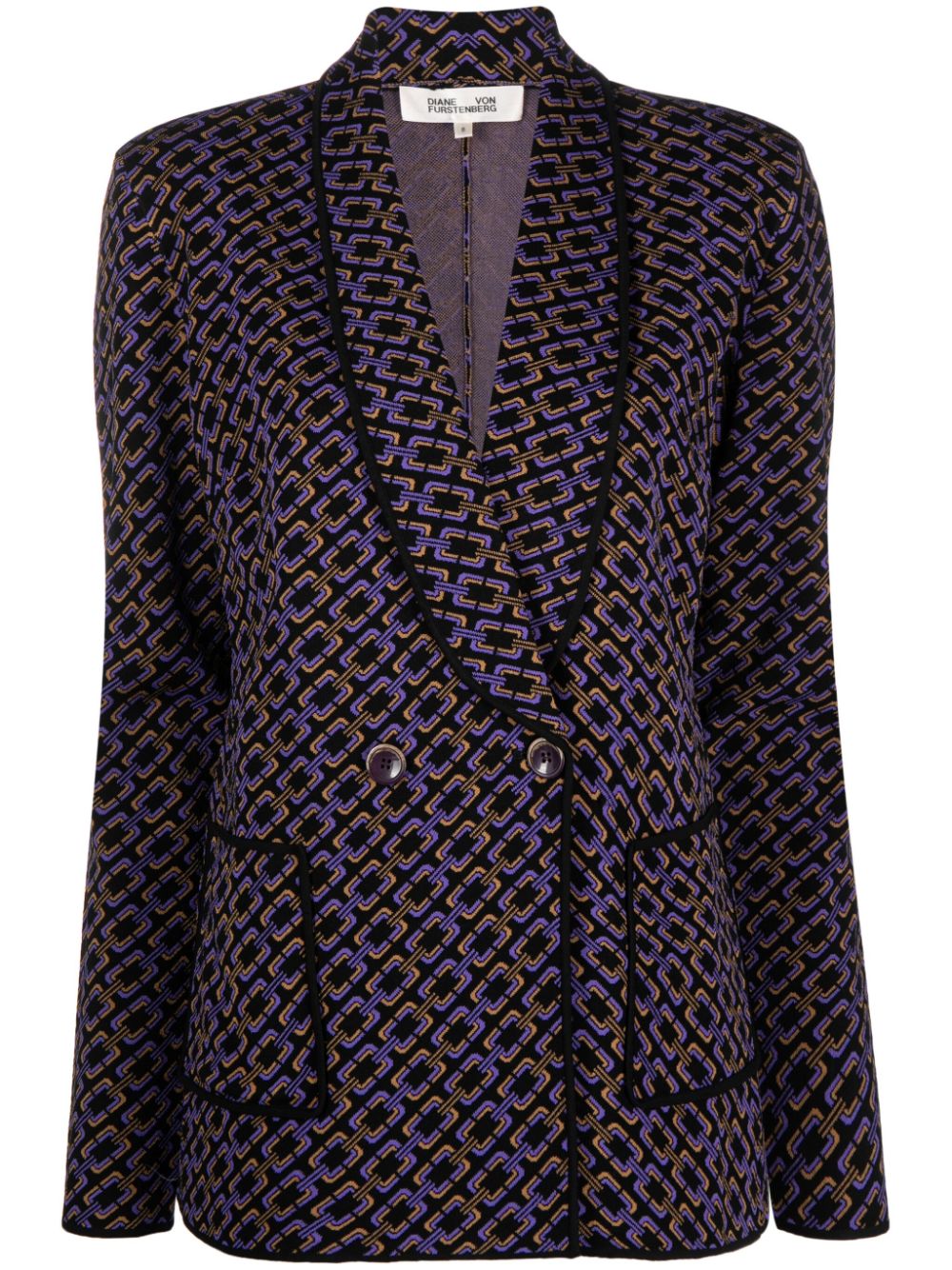 DVF Diane von Furstenberg Dion double-breasted jacquard blazer - Purple von DVF Diane von Furstenberg