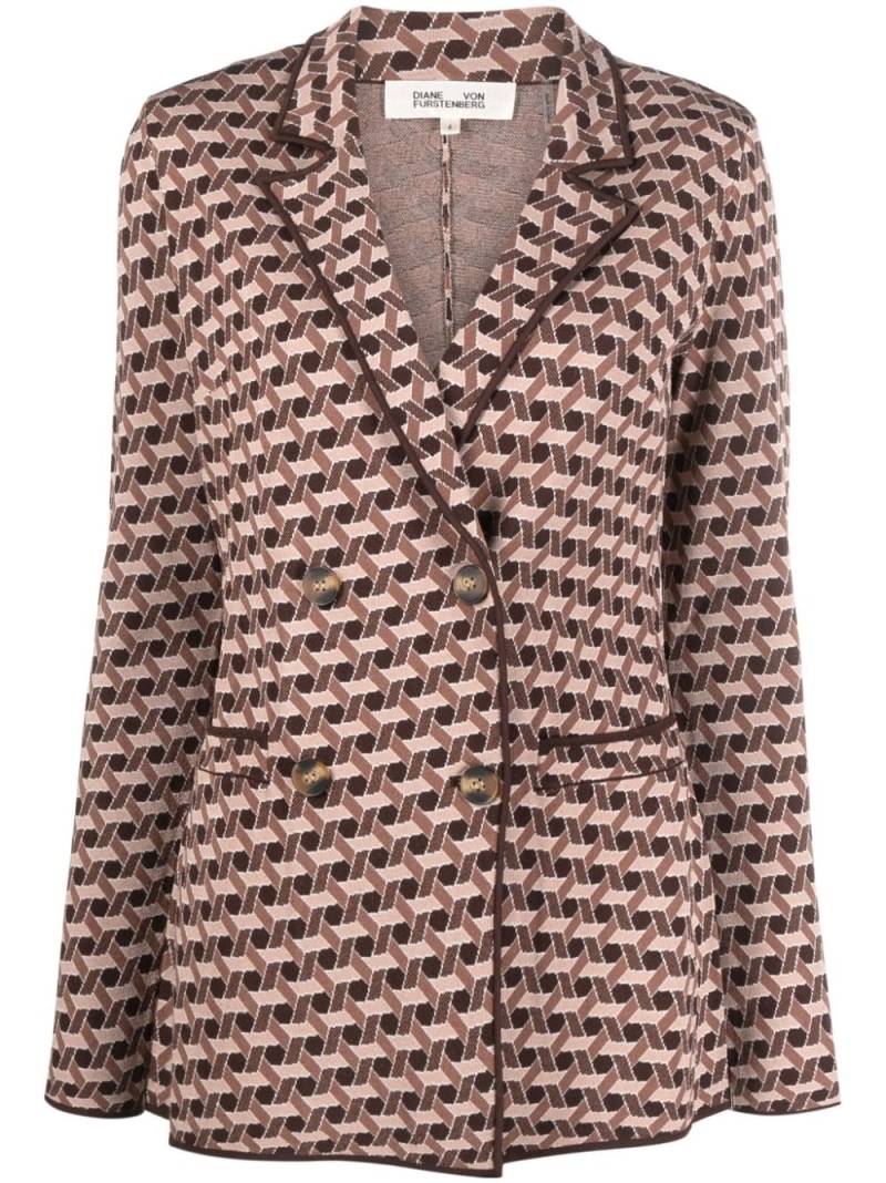 DVF Diane von Furstenberg Dion jacquard double-breasted blazer - Brown von DVF Diane von Furstenberg