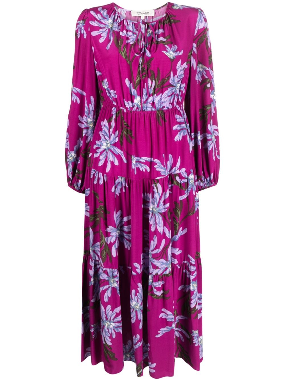 DVF Diane von Furstenberg Dominique floral-print midi dress - Purple von DVF Diane von Furstenberg