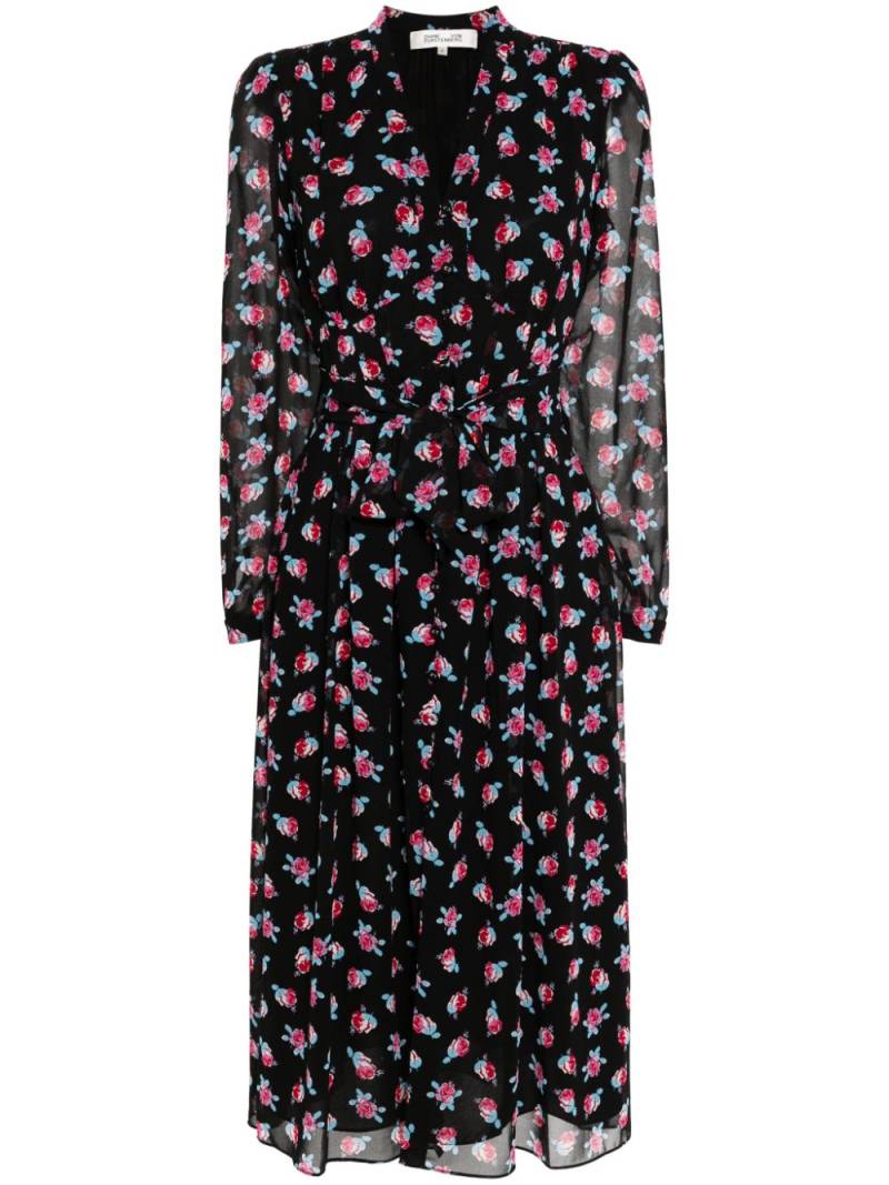 DVF Diane von Furstenberg Erica floral-print midi dress - Black von DVF Diane von Furstenberg