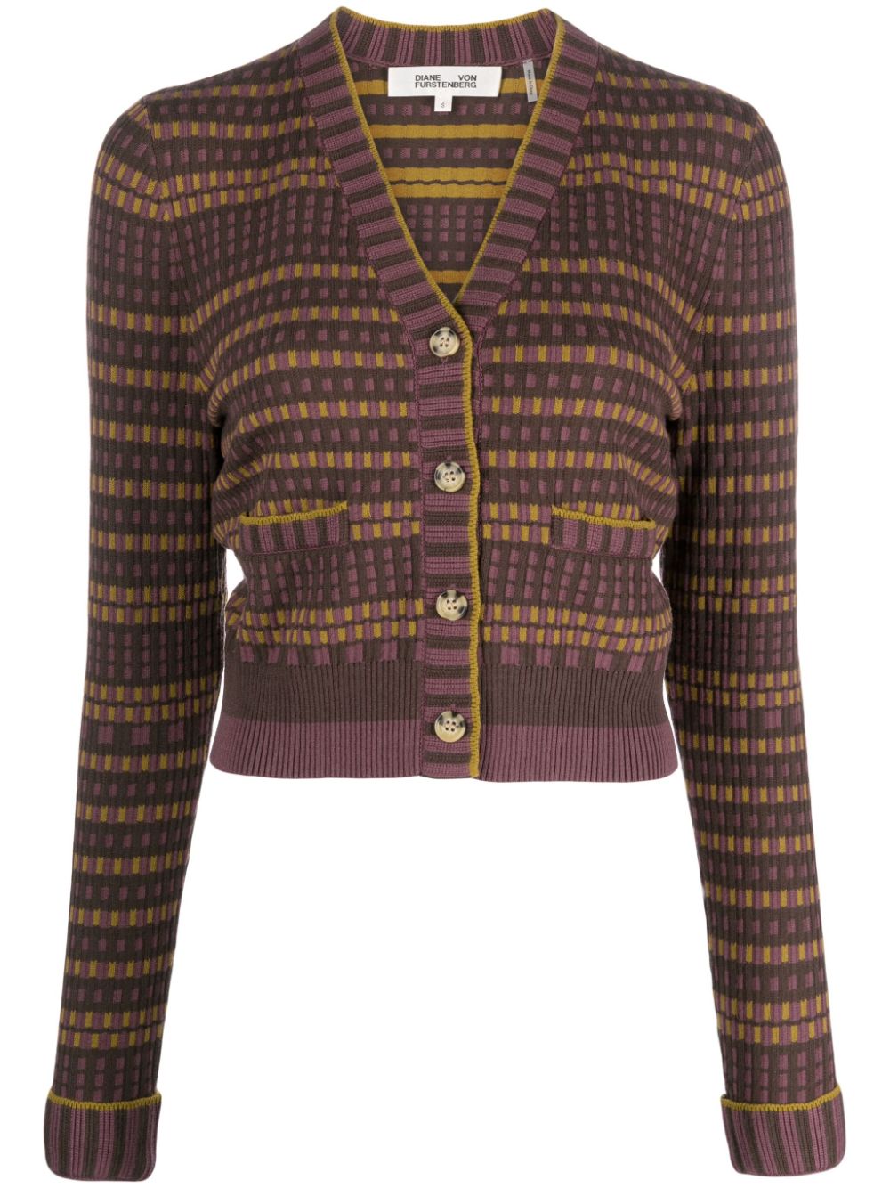 DVF Diane von Furstenberg Gilda patterned-jacquard cardigan - Purple von DVF Diane von Furstenberg