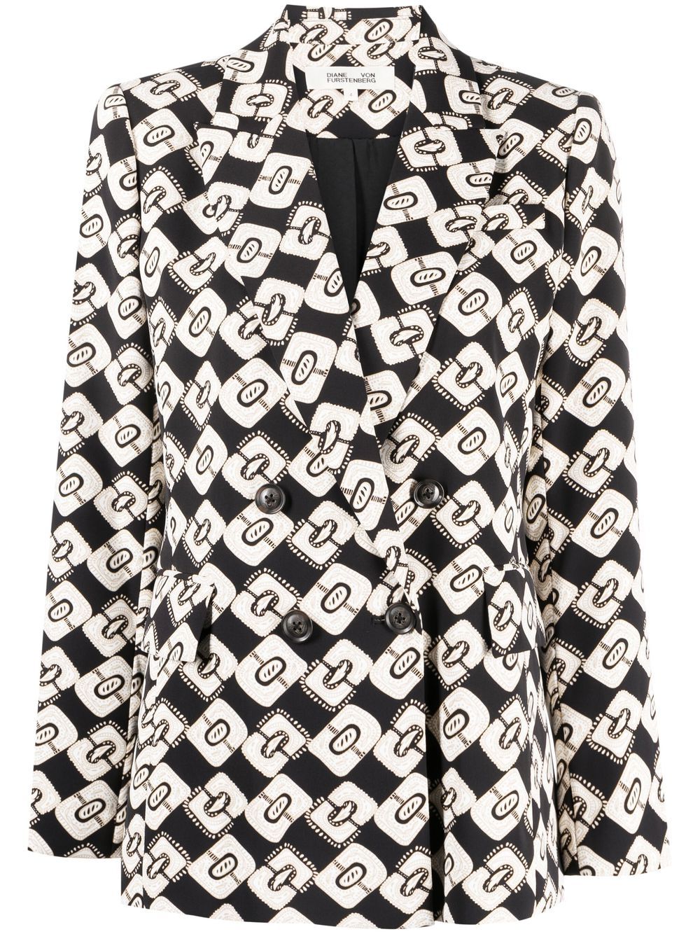 DVF Diane von Furstenberg Gloria graphic-print double-breasted blazer - Black von DVF Diane von Furstenberg