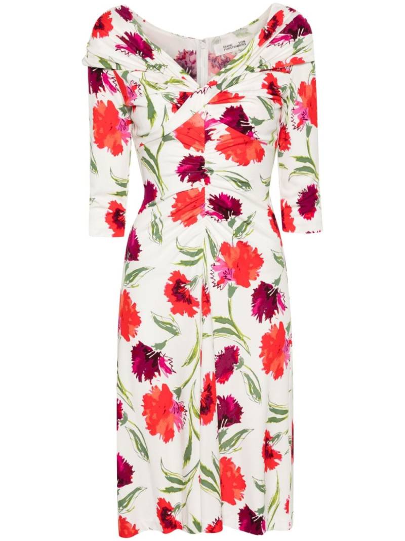 DVF Diane von Furstenberg Jim floral-print midi dress - White von DVF Diane von Furstenberg