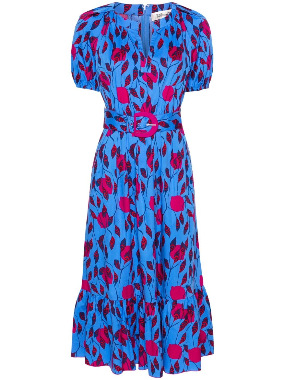 DVF Diane von Furstenberg Lindy floral-print midi dress - Blue von DVF Diane von Furstenberg