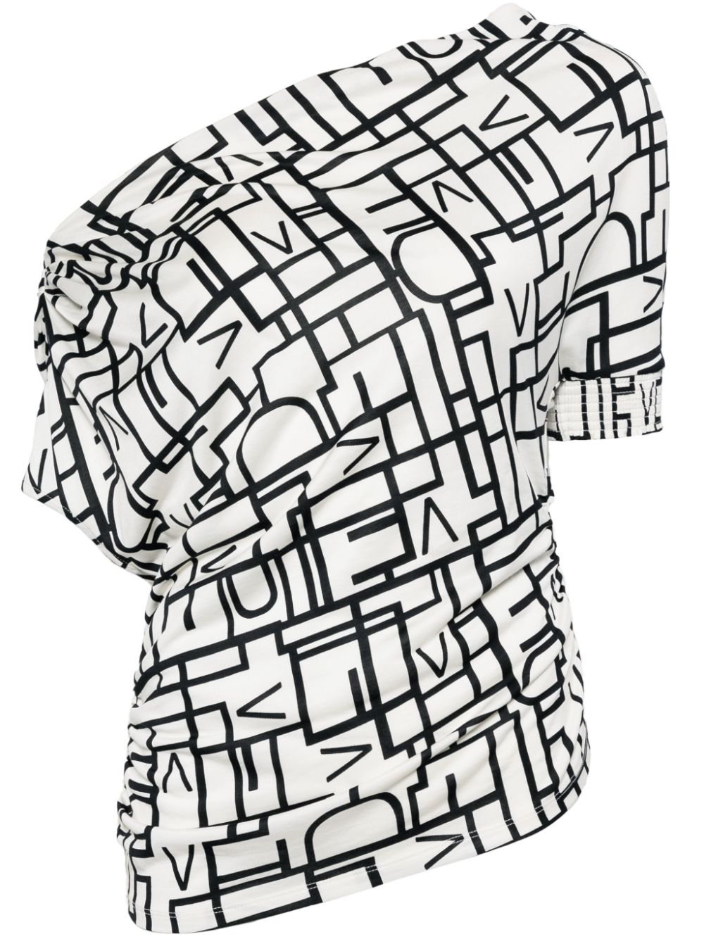 DVF Diane von Furstenberg Percy all-over logo-print one-shoulder top - White von DVF Diane von Furstenberg