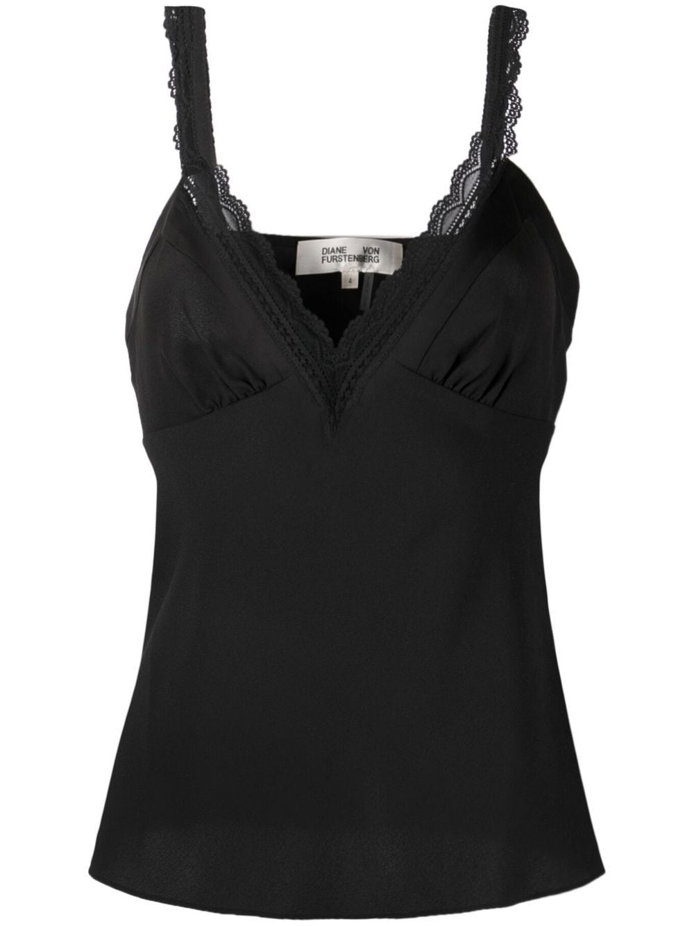 DVF Diane von Furstenberg V-neck lace-trim vest top - Black von DVF Diane von Furstenberg