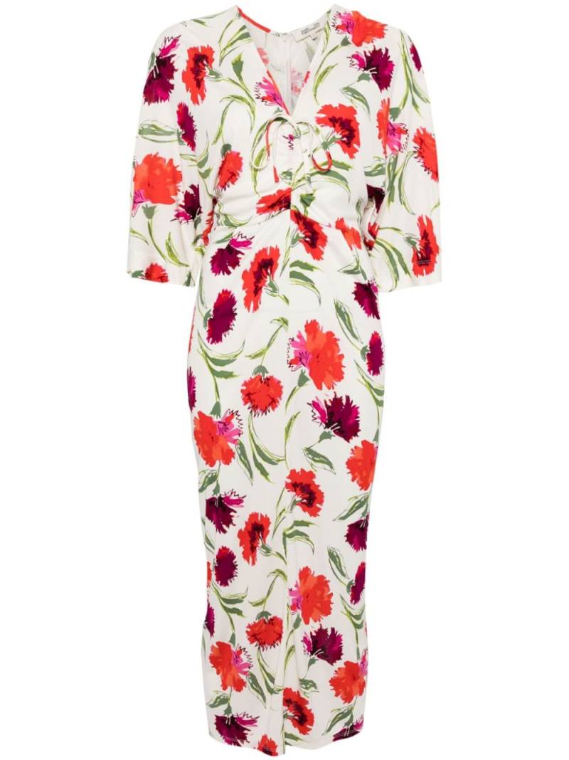 DVF Diane von Furstenberg Valerie floral-print midi dress - White von DVF Diane von Furstenberg