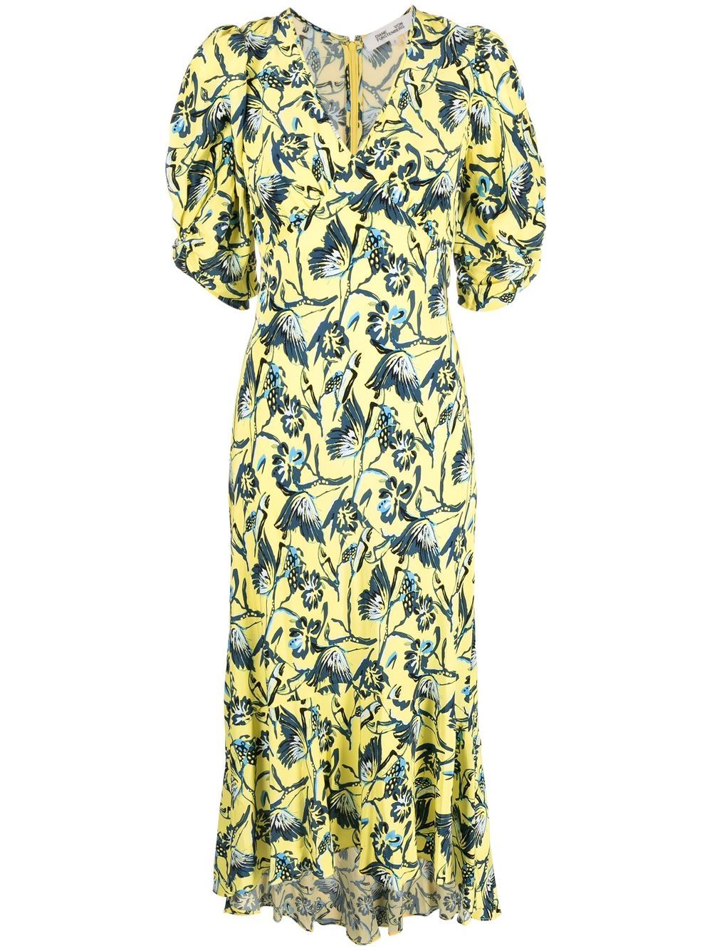 DVF Diane von Furstenberg butterfly-print midi dress - Yellow von DVF Diane von Furstenberg
