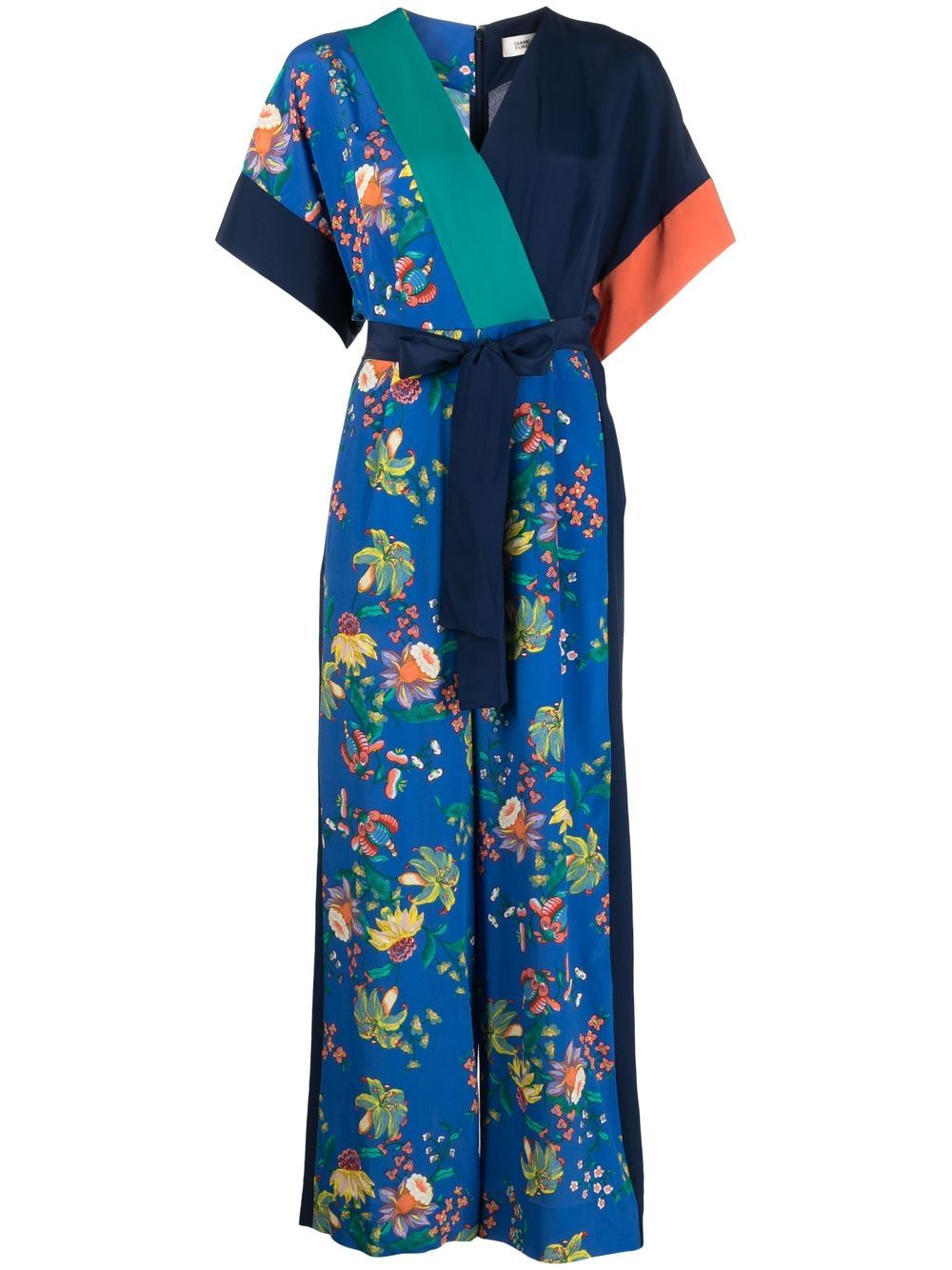 DVF Diane von Furstenberg floral-print belted-waist jumpsuit - Blue von DVF Diane von Furstenberg