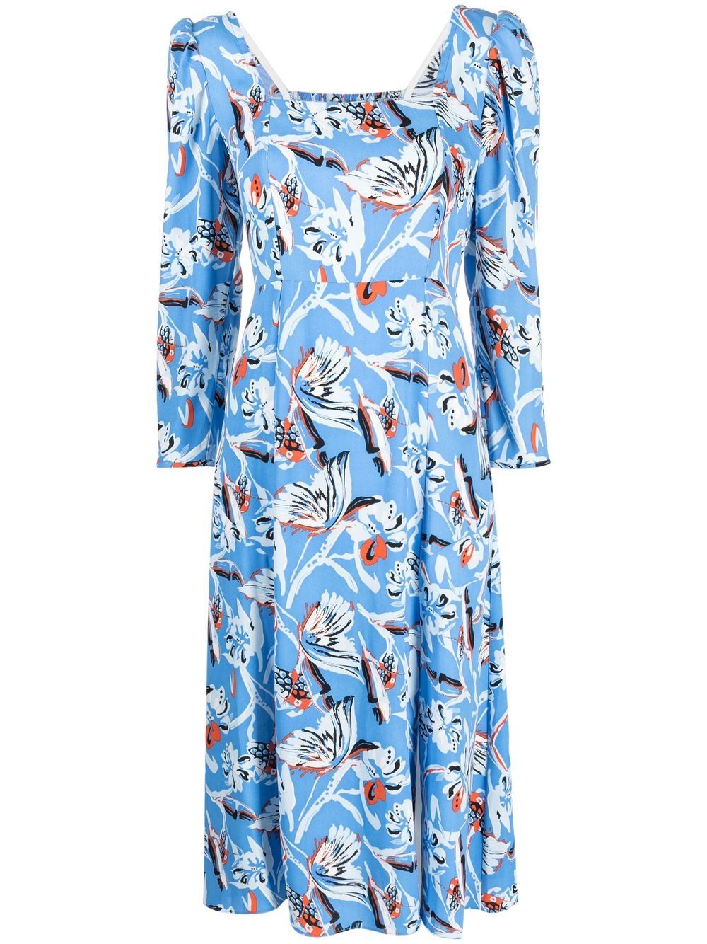 DVF Diane von Furstenberg floral-print flared midi dress - Blue von DVF Diane von Furstenberg