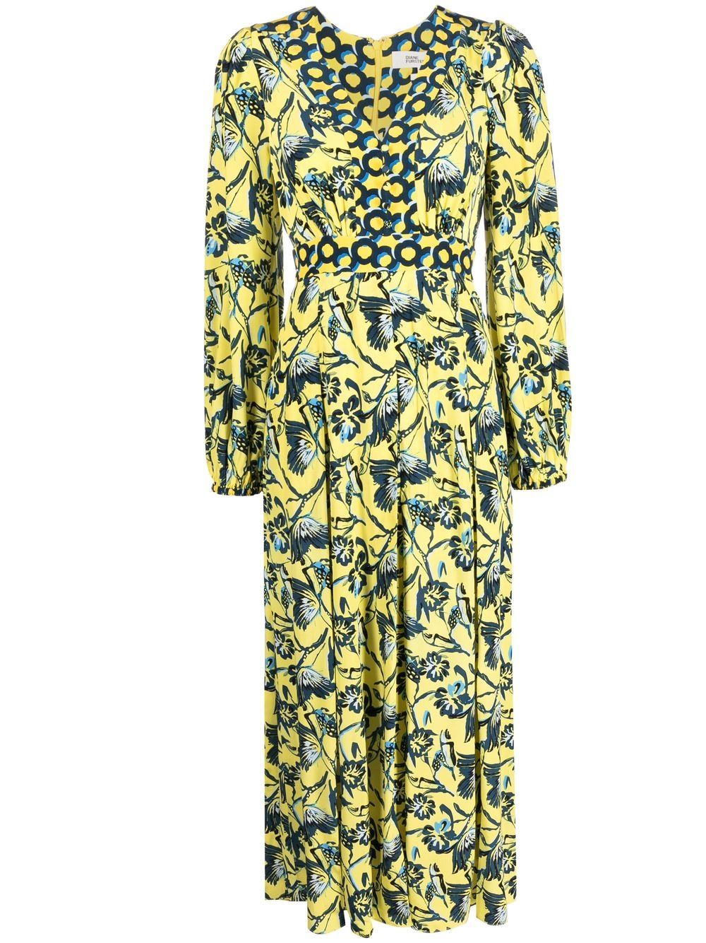 DVF Diane von Furstenberg floral-print long-sleeve dress - Yellow von DVF Diane von Furstenberg