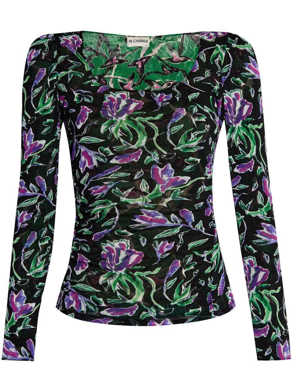 DVF Diane von Furstenberg floral-print long-sleeve top - Black von DVF Diane von Furstenberg