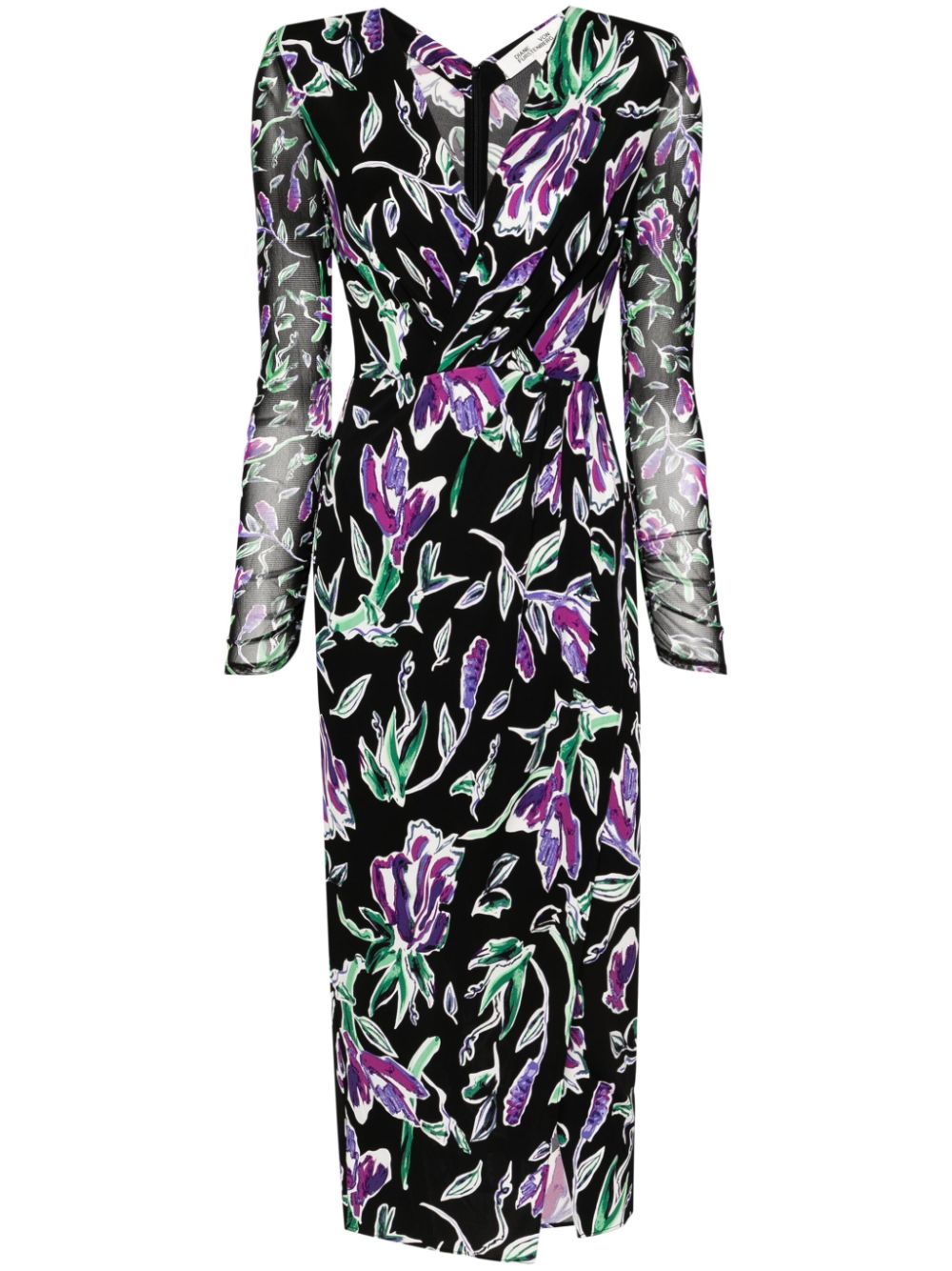 DVF Diane von Furstenberg floral-print midi dress - Black von DVF Diane von Furstenberg