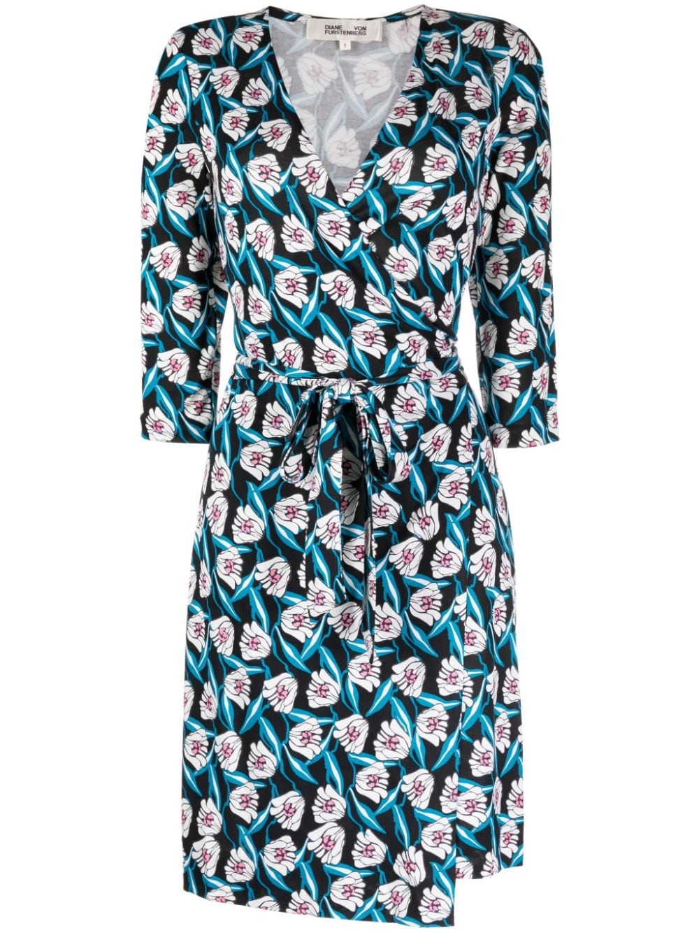 DVF Diane von Furstenberg floral-print silk minidress - Blue von DVF Diane von Furstenberg