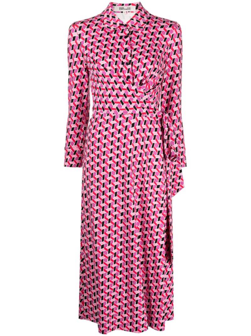 DVF Diane von Furstenberg geometric-print midi dress - Pink von DVF Diane von Furstenberg