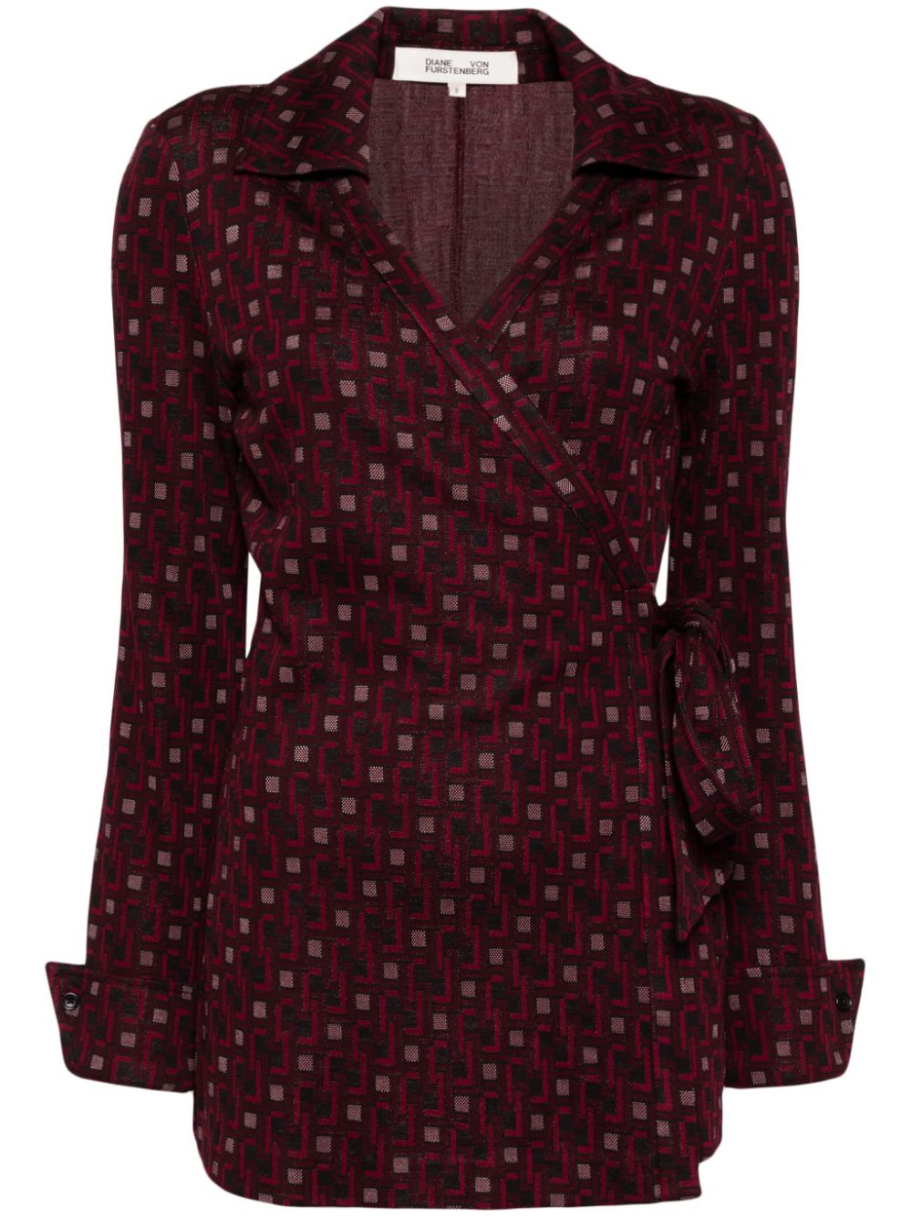 DVF Diane von Furstenberg geometric print wrap shirt - Red von DVF Diane von Furstenberg