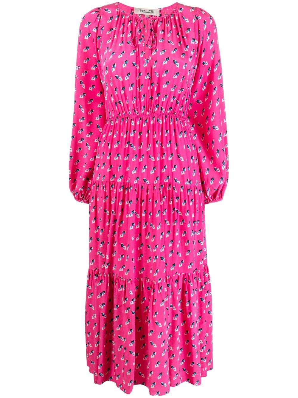 DVF Diane von Furstenberg long-sleeved round neck midi dress - Pink von DVF Diane von Furstenberg