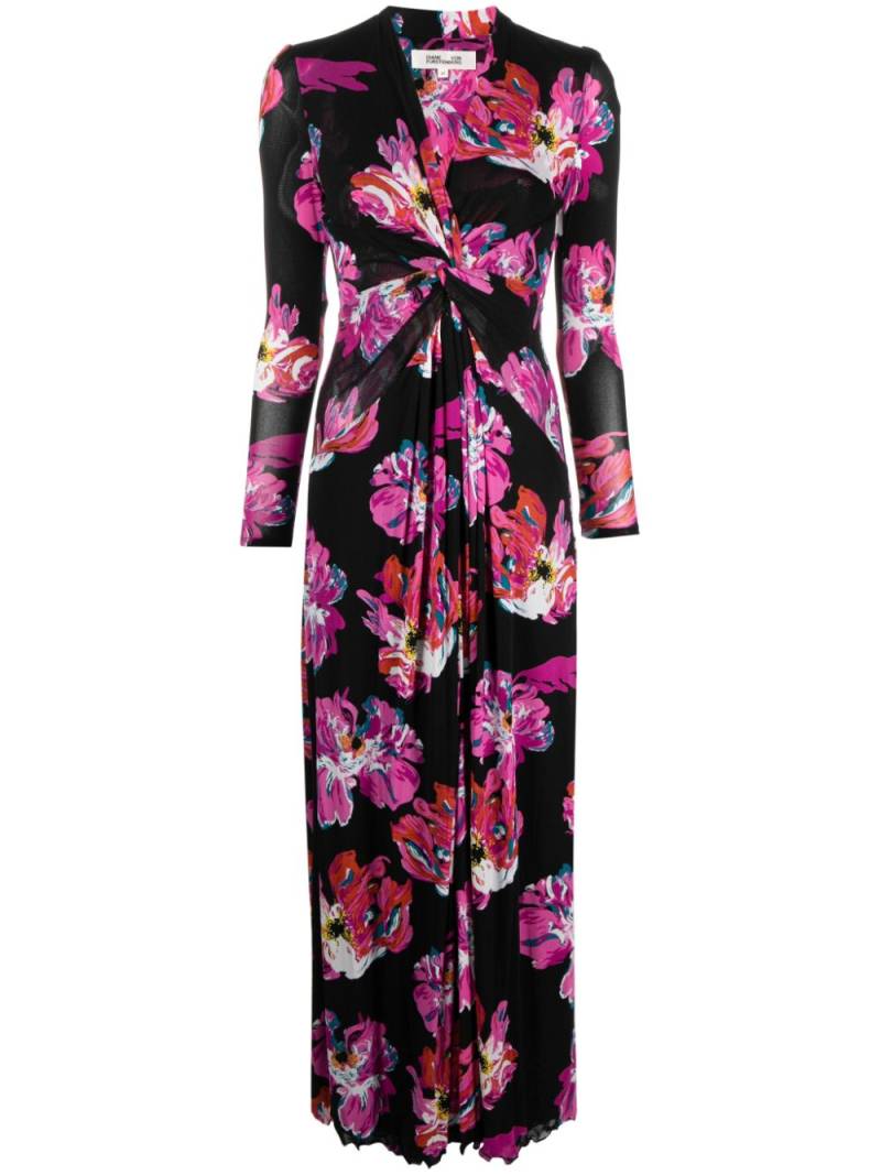 DVF Diane von Furstenberg painted blossom-pattern midi dress - Black von DVF Diane von Furstenberg