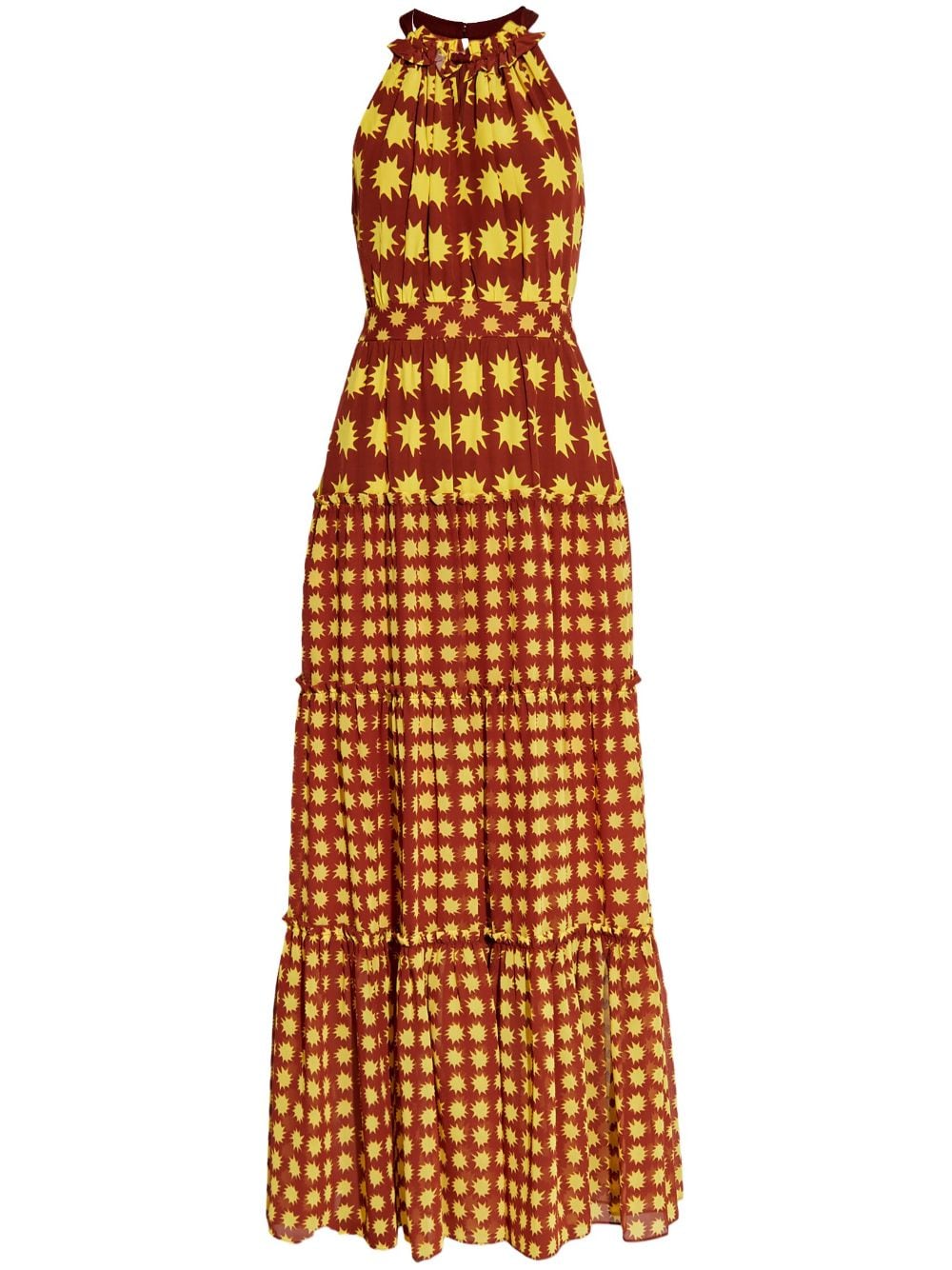 DVF Diane von Furstenberg sun-print tiered maxi dress - Brown von DVF Diane von Furstenberg