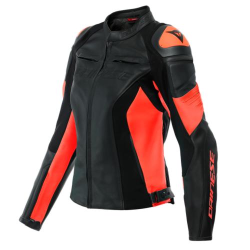 Dainese Damen Lederjacke Racing 4 - schwarz-fluo rot (Grösse: 40) von Dainese