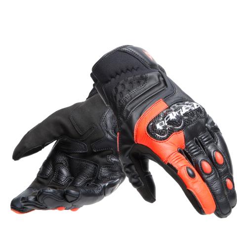 Dainese Lederhandschuhe Carbon 4 Kurz - schwarz-fluo rot (Grösse: L) von Dainese