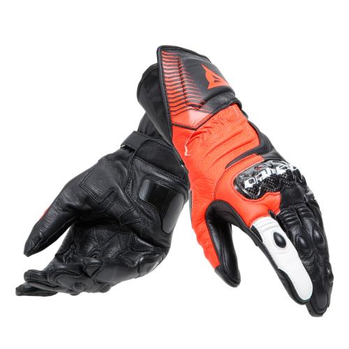 Dainese Lederhandschuhe Carbon 4 Lang - schwarz-fluo rot-weiss (Grösse: 2XL) von Dainese