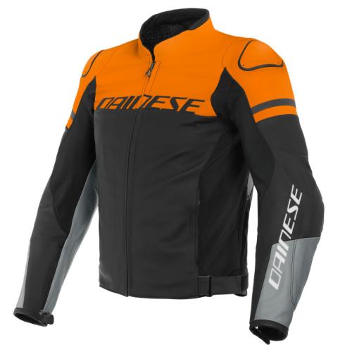 Dainese Lederjacke AGILE - schwarz matt-orange-grau (Grösse: 50) von Dainese