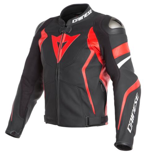 Dainese Lederjacke AVRO 4 - schwarz matt-rot-weiss (Grösse: 58) von Dainese