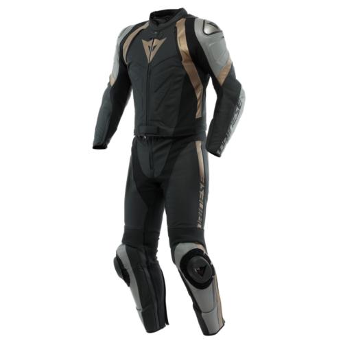 Dainese Lederkombi 2 tlg Avro 4 - schwarz matt-grau-gold (Grösse: 50) von Dainese