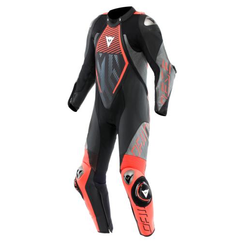 Dainese Lederkombi perf. 1-tlg. Audax D-Zip - schwarz-fluo rot-anthrazit (Grösse: 50) von Dainese