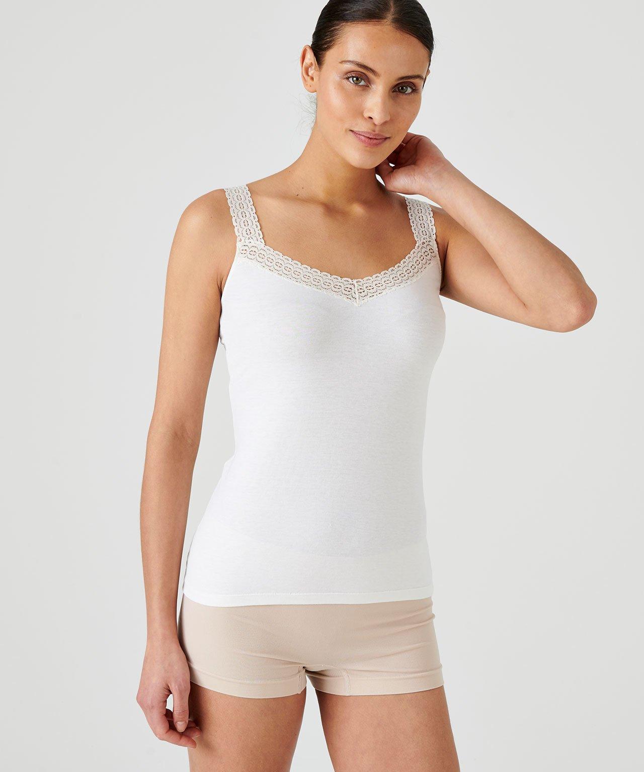 Achselshirt Mit Spitze, Thermolactyl-jersey Sensitive, Wärmegrad Soft 2. Damen Weiss 46/48 von Damart