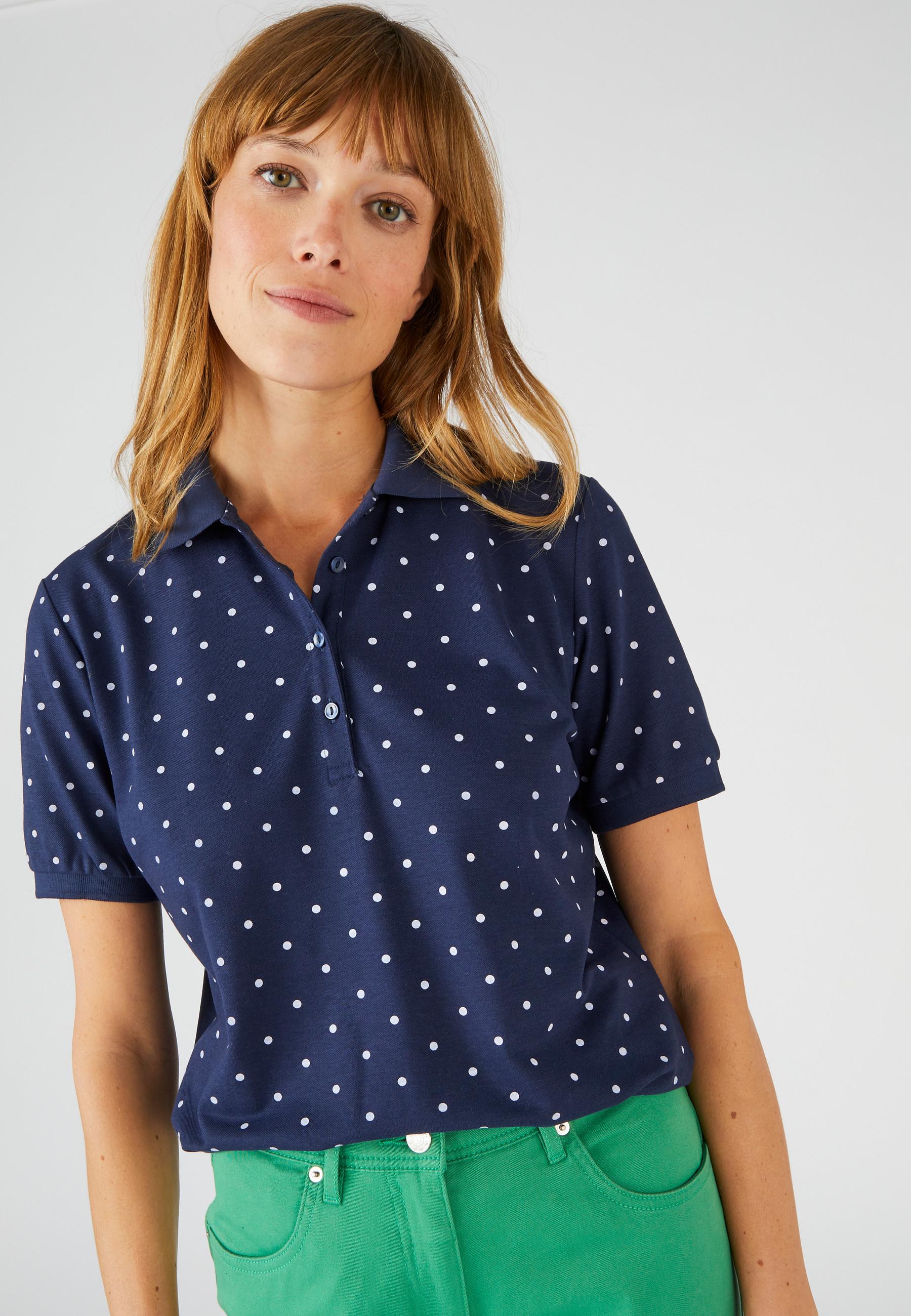 Damart - Kurzärmeliges Poloshirt, Steppmasche., für Damen, Blau, Größe 34/36 von Damart