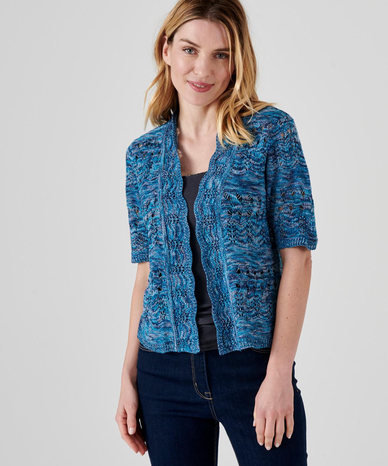 Bolero-jacke Aus Ajour-strick. Damen Blau 50/52 von Damart