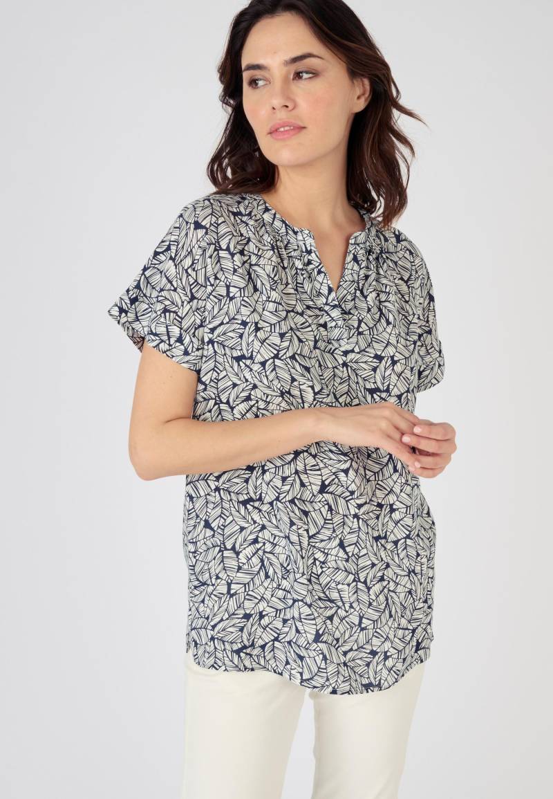 Bedruckte Bluse Aus Reiner Viskose, Rundhalsausschnitt Mit Knopfleiste. Damen Blau 42 von Damart