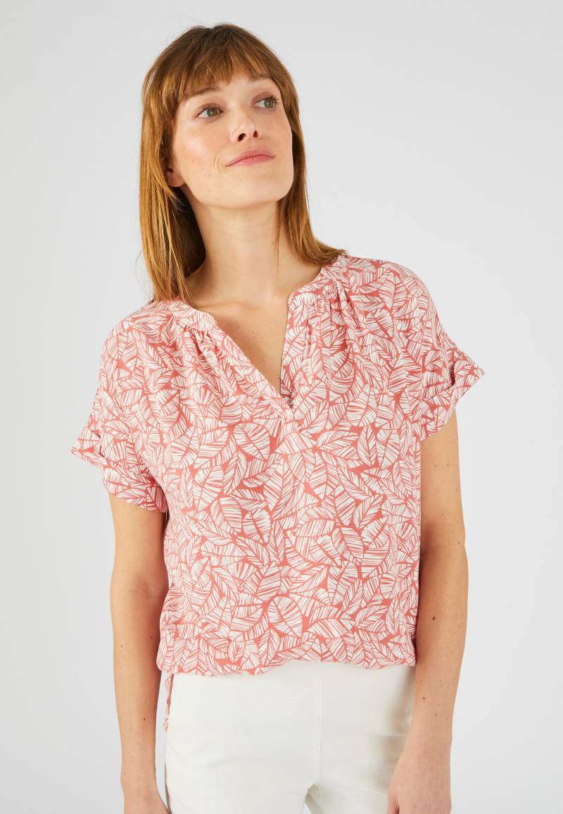 Bedruckte Bluse Aus Reiner Viskose, Rundhalsausschnitt Mit Knopfleiste. Damen Rosa 44 von Damart