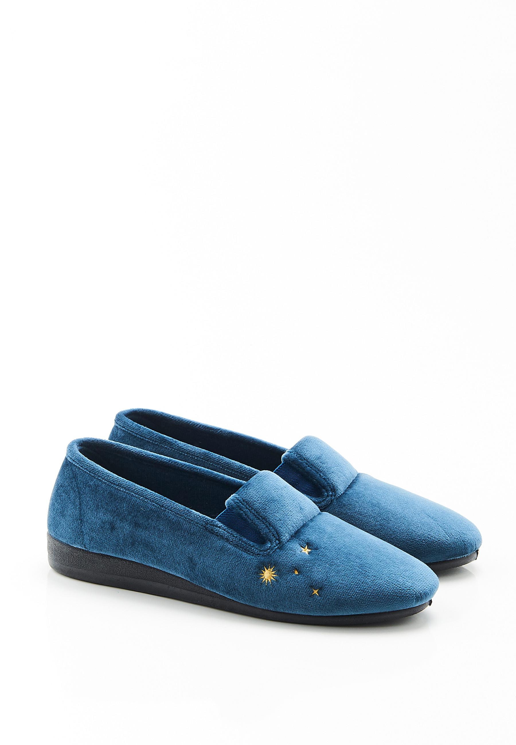 Bestickte Ballerinas In Samtoptik Damen Blau 35 von Damart