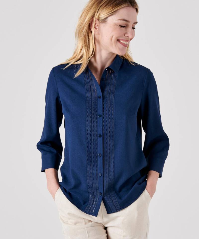 Modische Bluse Mit Hohlsaumstickerei. Damen Blau D/44 von Damart