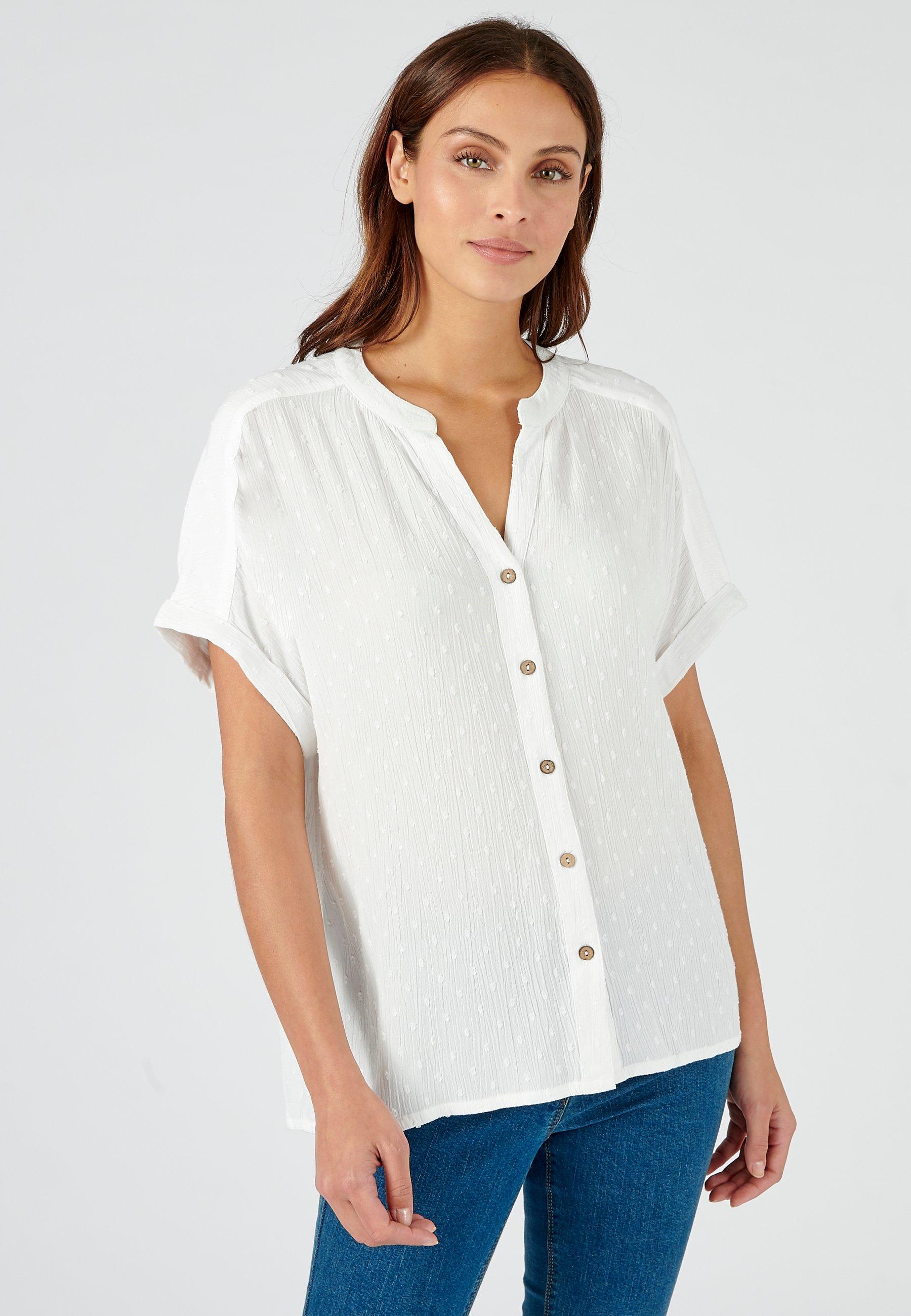 Bluse Aus Getupftem Crepon. Damen Weiss 42 von Damart