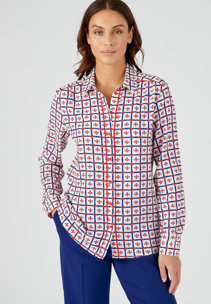 Bluse Aus Plastischem Crêpe Mit Blumen- Und Karomotiv. Damen Blau 48 von Damart