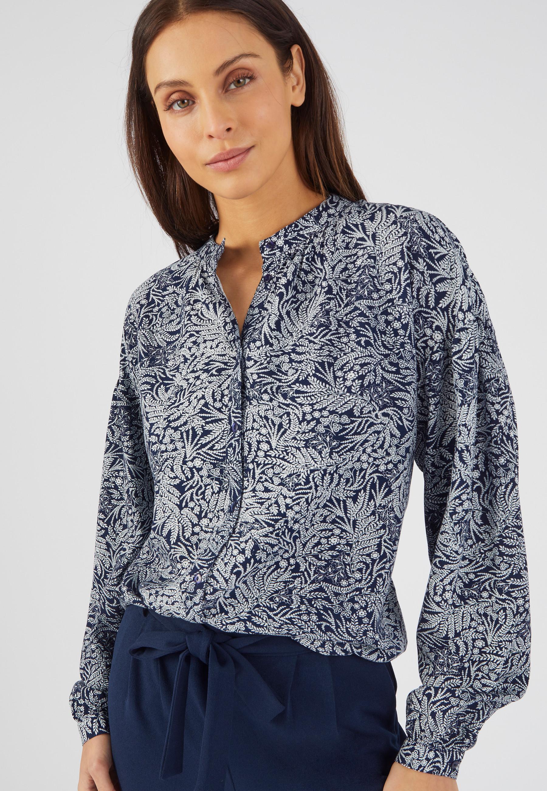 Fließende Bluse Mit Blättermuster Damen Blau 36 von Damart