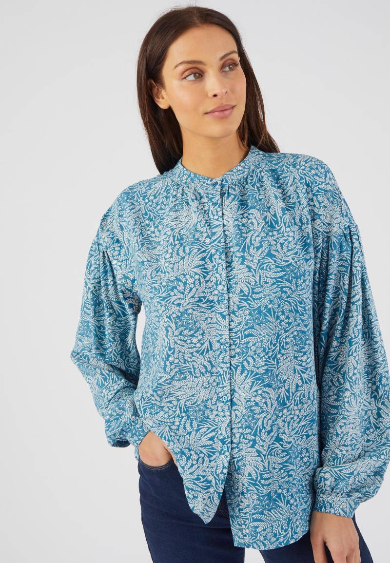 Fließende Bluse Mit Blättermuster Damen Blau 40 von Damart