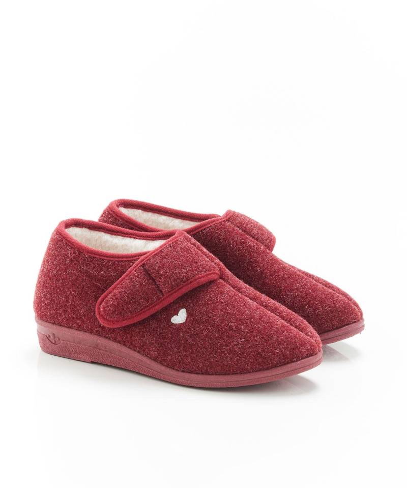 Gefütterte Hausstiefelette Mit Thermolactylfaser, Patte Mit Klettverschluss. Damen Rot 35 von Damart