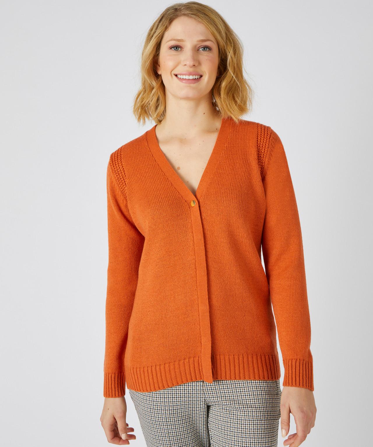 Geknöpfte Strickjacke Aus Jersey Mit Warmem Wollanteil. Damen Orange 46-48 von Damart