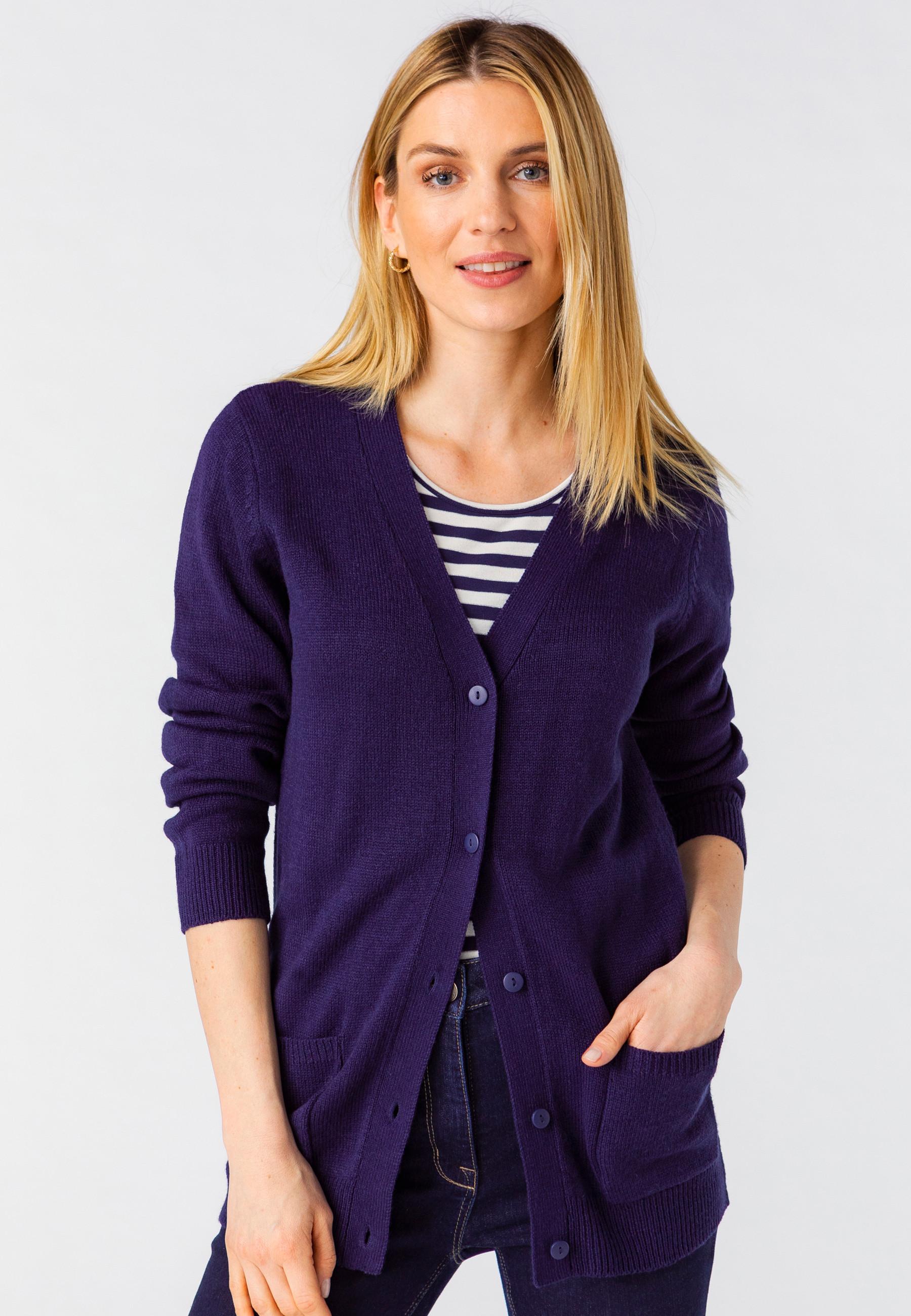 Klassische Strickjacke Aus Schmiegsamem Jerseystrick. Damen Blau 38/40 von Damart